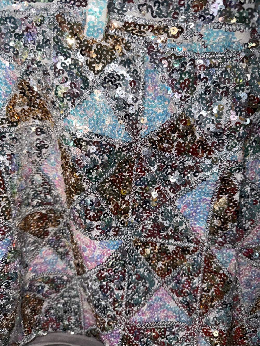 Miss Me Sequin Geometric Shorts in Silver, Gold, Pink, Blue - Picture 3 of 11